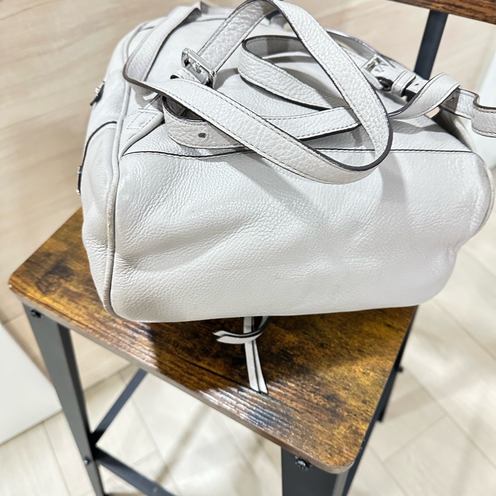 Michael Kors Light Gray Pebbled Leather Backpack - Picture 8 of 10
